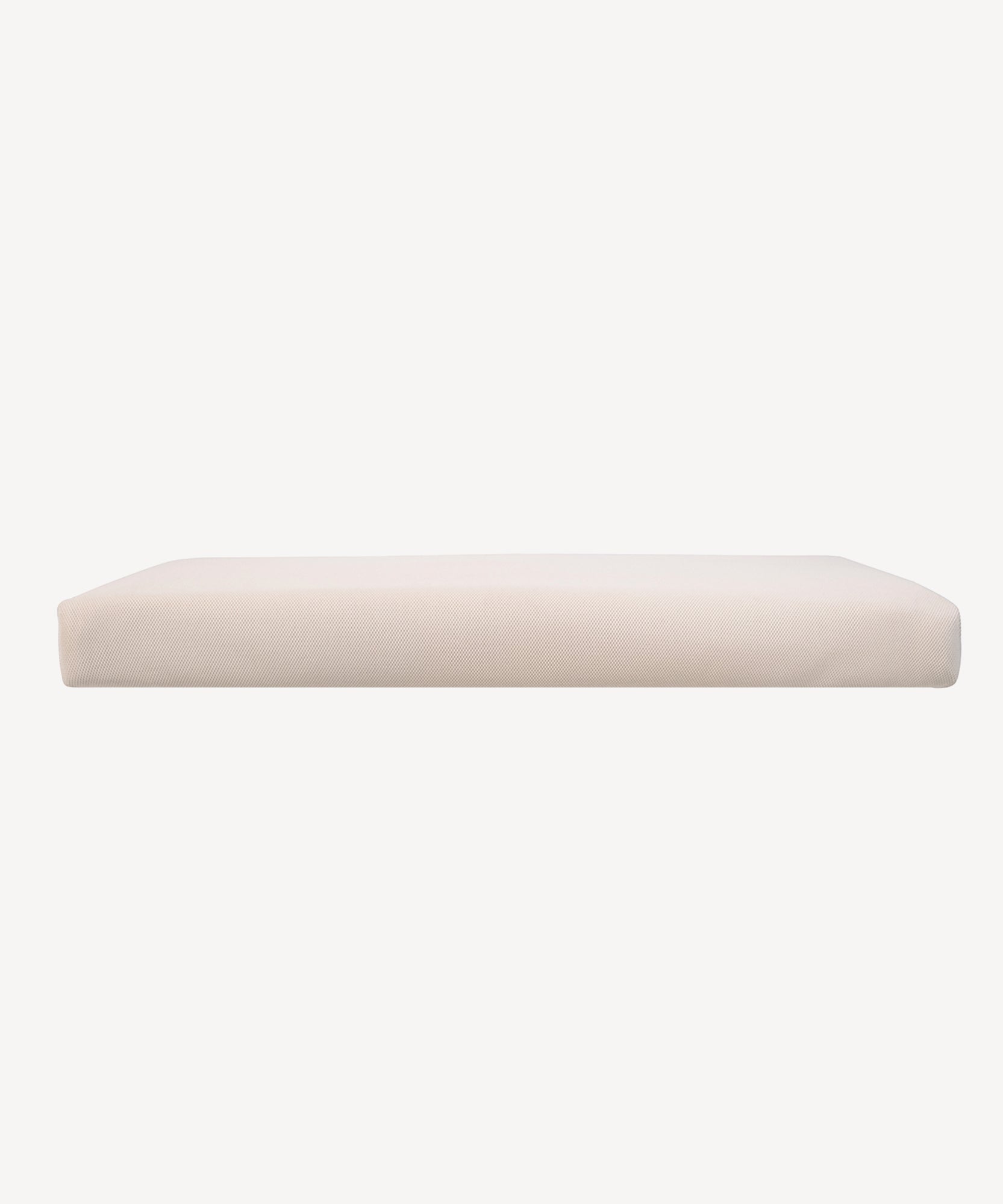 Naturepedic Organic Breathable Baby Crib Mattress (2-Stage) in beige with smooth fabric, shown from the side against a white background.