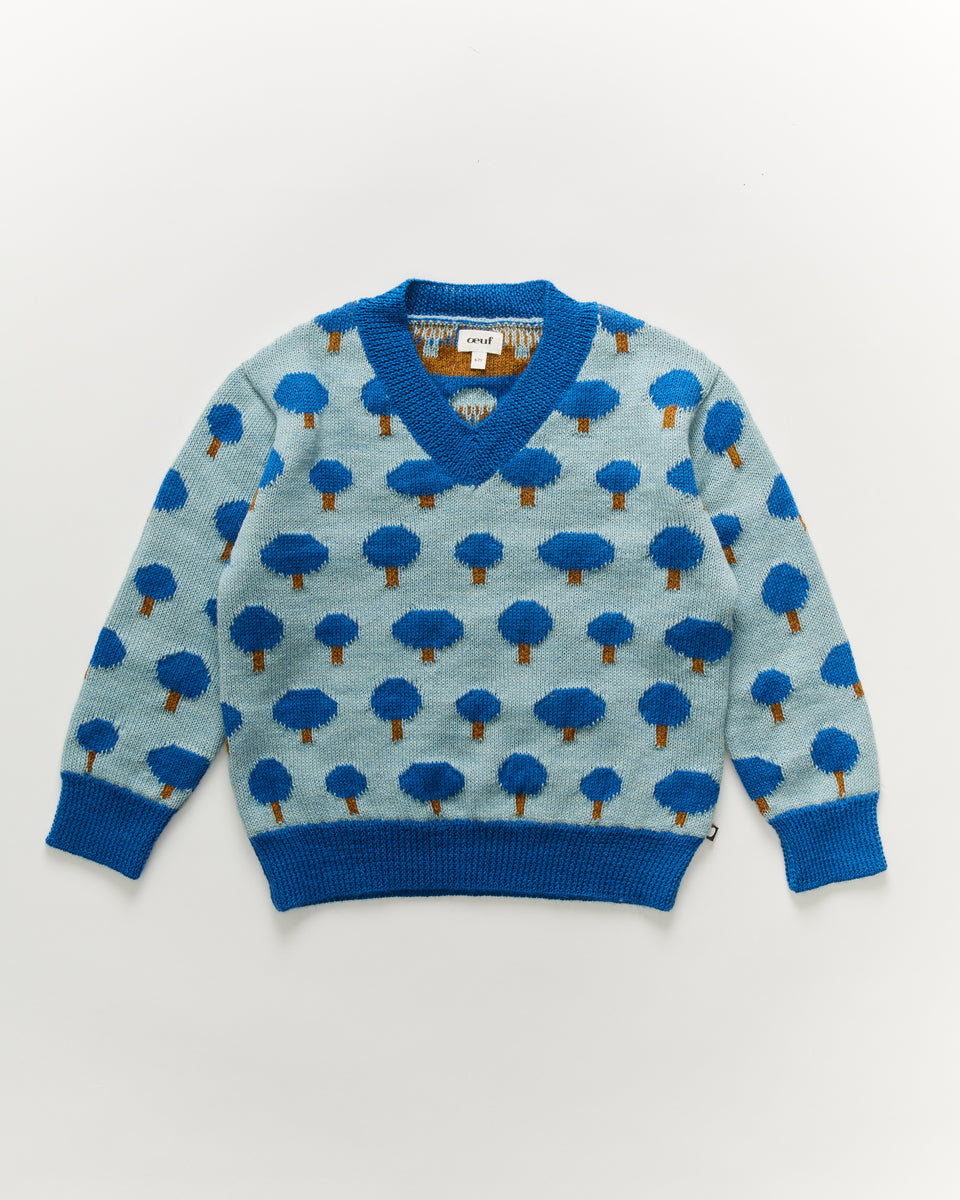 Tree Motif V Neck Sweater