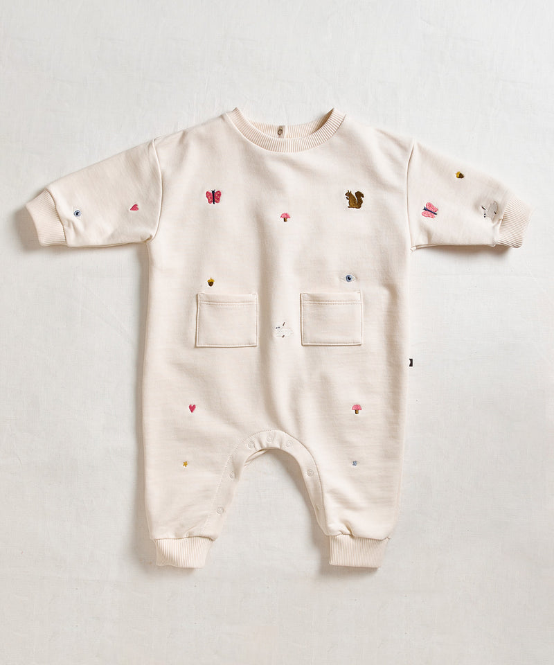Embroidered Terry Romper