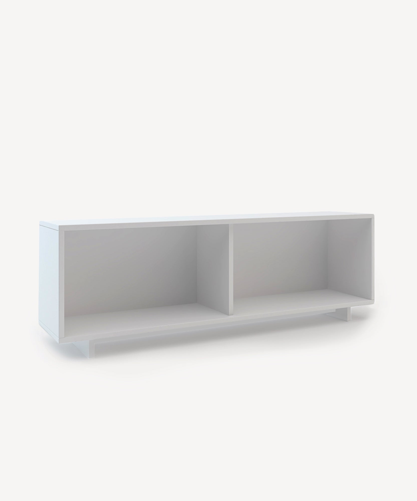 The Perch Shelf - Full Size is white, minimalist, rectangular with two open compartments against a light background.