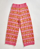 Text Wide Leg Pants