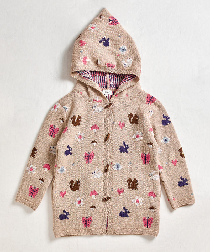 Motif Hooded Coat