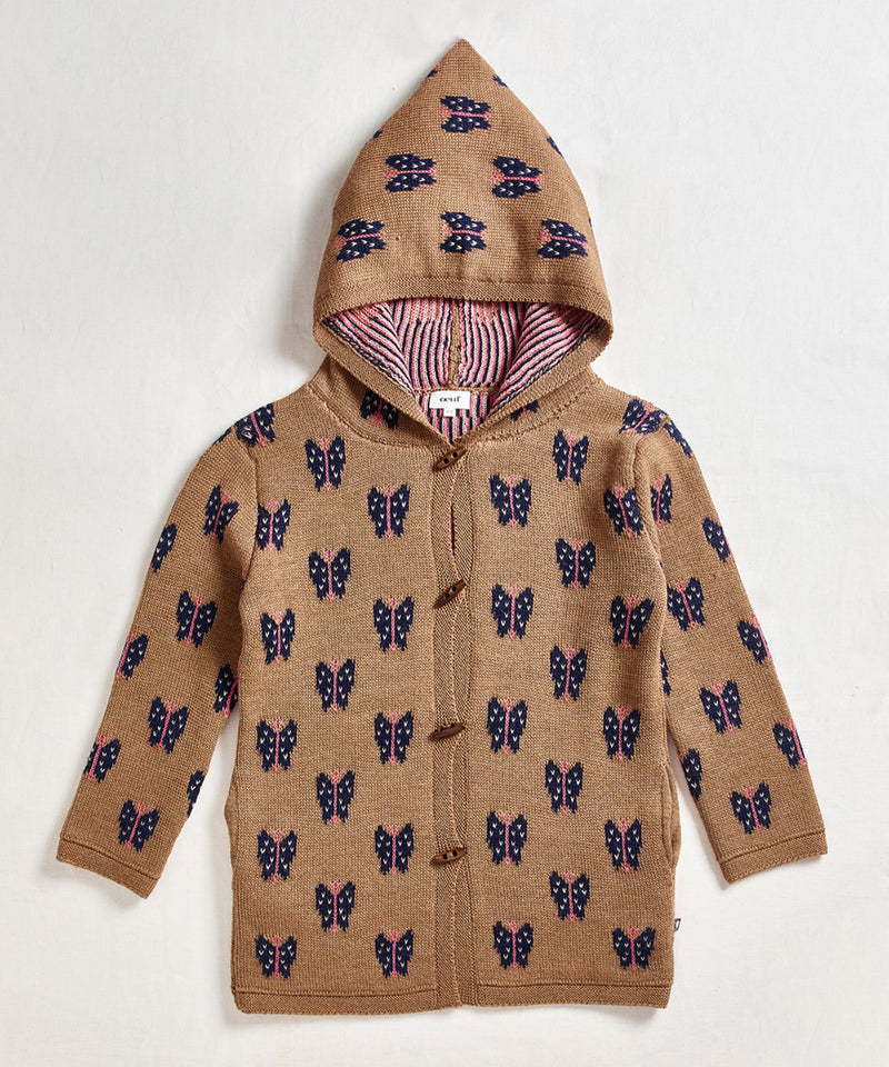 Motif Hooded Coat