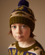 Stripe Motif Pom Pom Hat